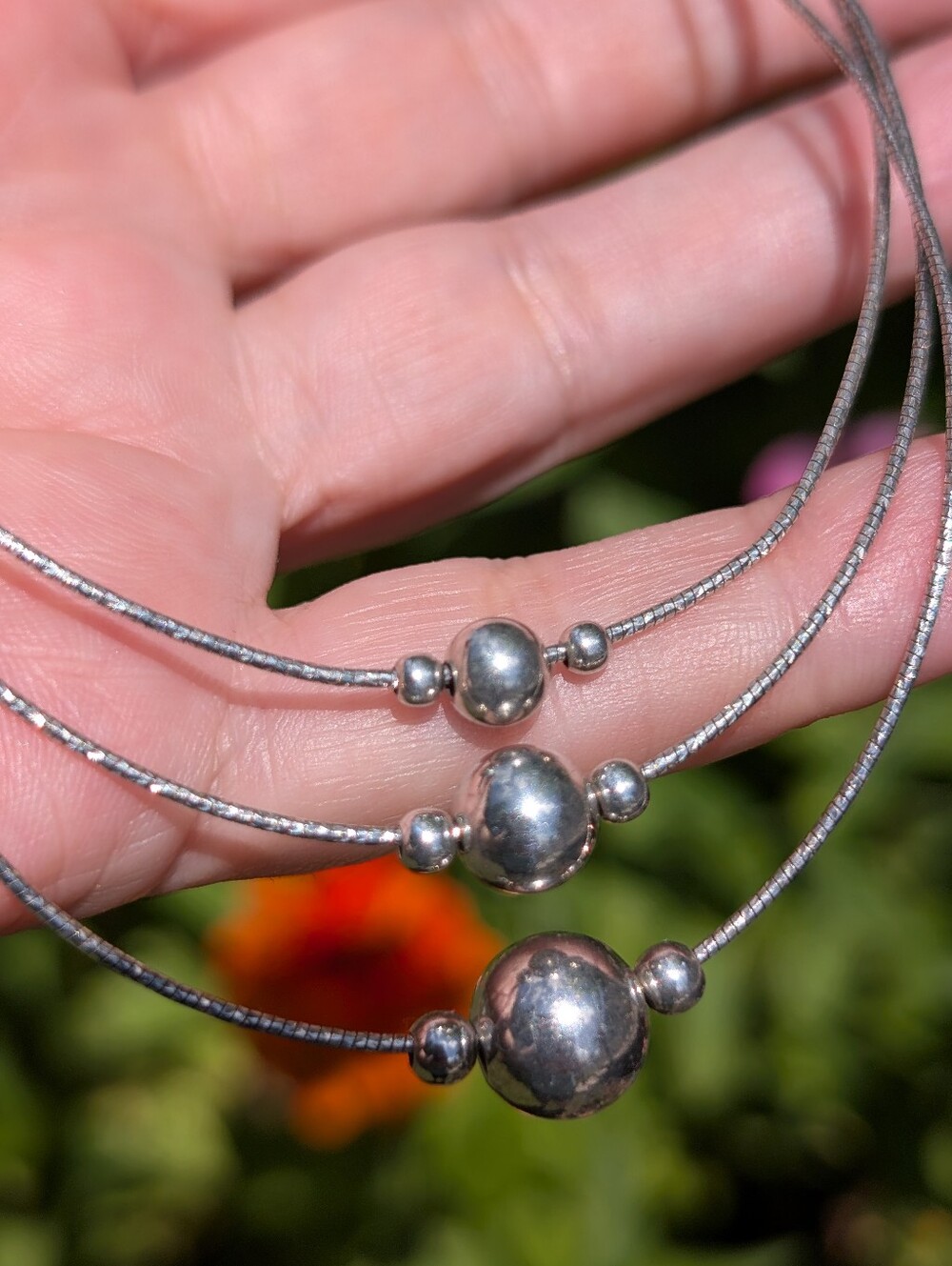 Silver Multi Strand Floating Bead Choker Necklace - Women's Jewelry